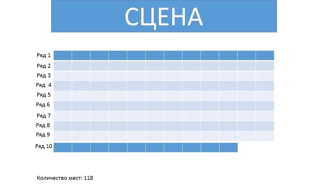 Схема зрительного зала Дома культуры Шонгуя на 118 мест